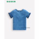 BODEN女童蓝色荷叶边袖 子短袖 T恤全棉2 英国Mini 14岁新款 G5887