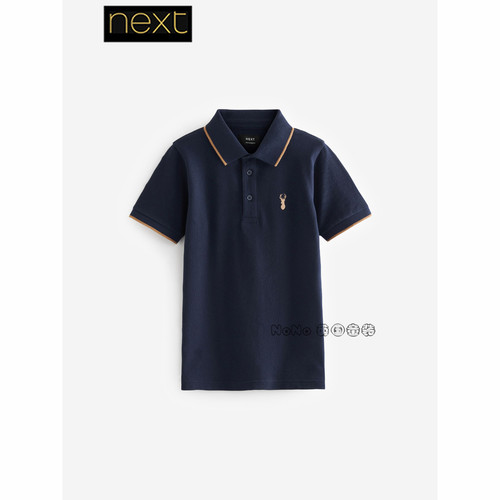 英国Next男大童藏青色POLO衫翻领短袖T恤纯棉学院3-16岁762-352