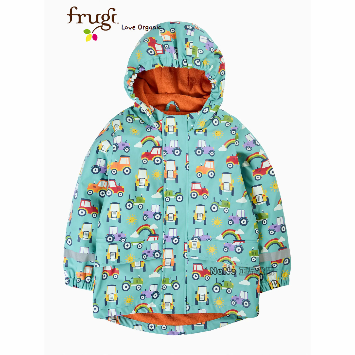 英国FRUGI正品NEXT有机儿童拖拉机彩虹加绒风衣外套防雨227-790