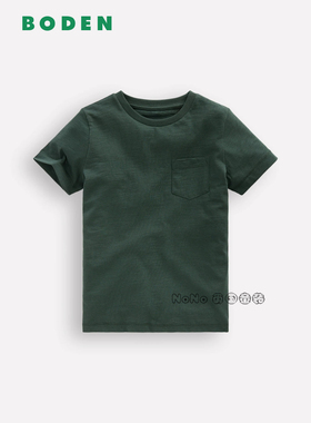 代购英国Mini BODEN正品男童墨绿色圆领短袖T恤全棉2-14岁B2967