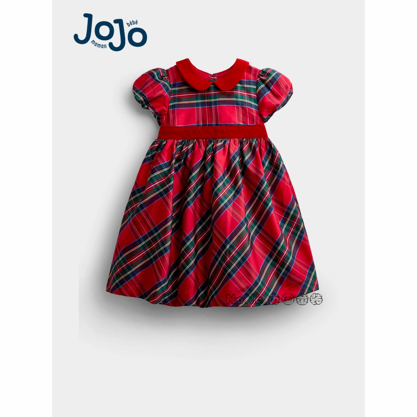 英国JoJo Maman Bebe女童红色格子娃娃领连衣裙礼服新款D63-162