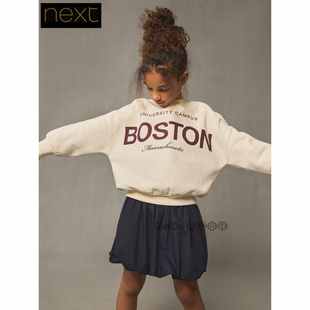 套头F37 女大童亲子乳白色标语卫衣运动衫 959 代购 英国Next正品