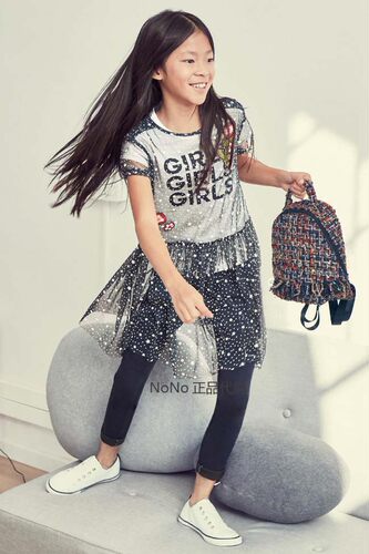 现货英国正品女童蓝色网纱连衣裙
