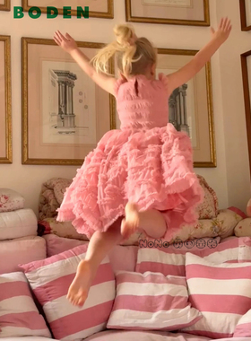 代购英国Mini Boden女童粉色tutu网纱礼服连衣裙高级2-12岁G5589