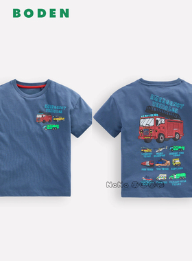 代购英国Mini BODEN正品男童彩色汽车飞机短袖T恤全棉2-10岁B2962