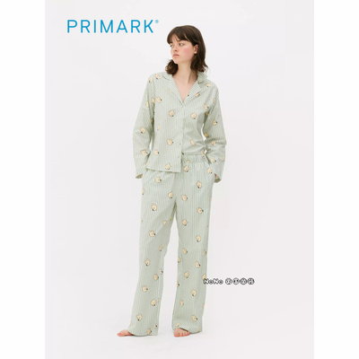 现货英国Primark女款成人大童小熊维尼条纹长袖家居服睡衣裤