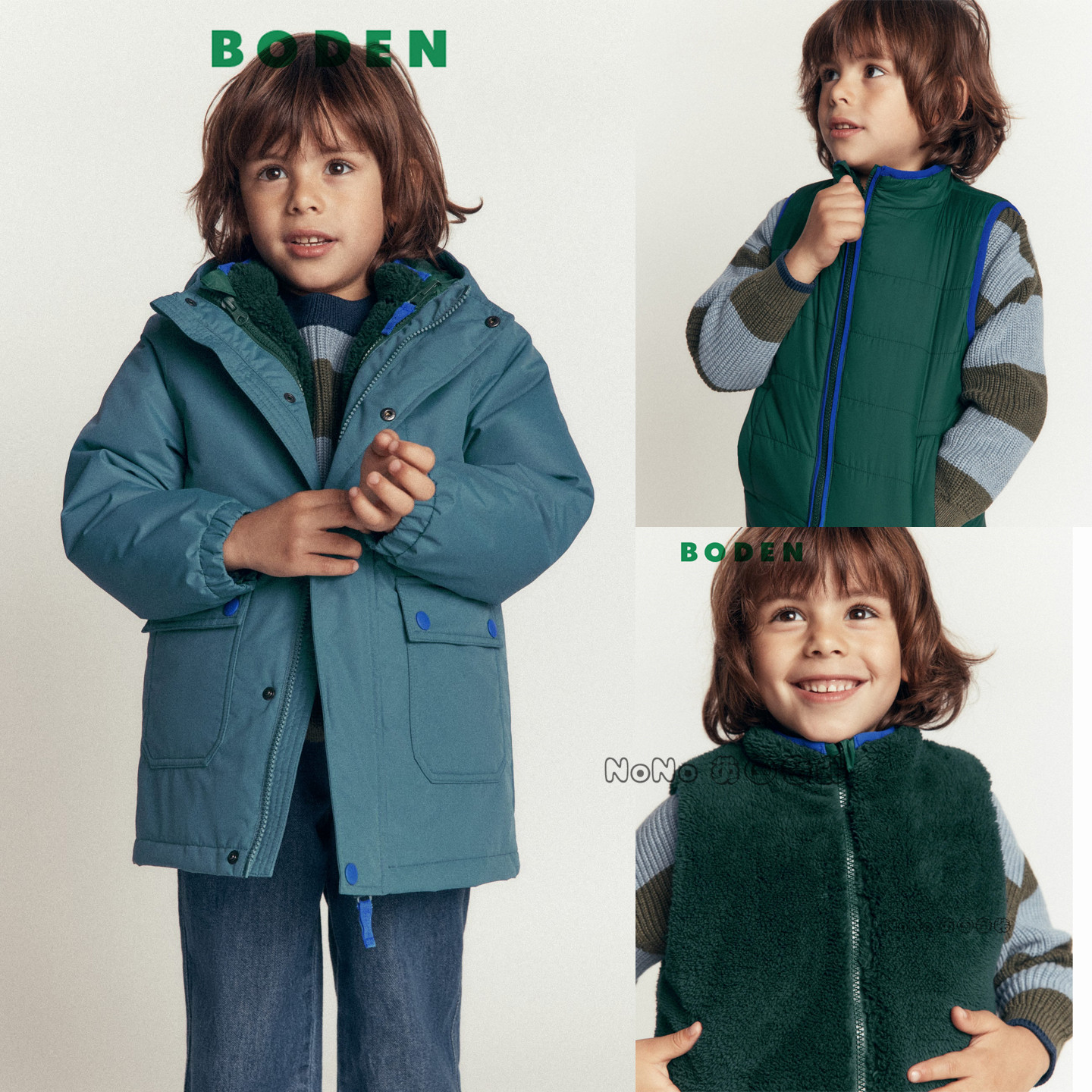 英国Mini BODEN男童外套马甲棉服加厚2合1棉衣2-14岁套装B2864