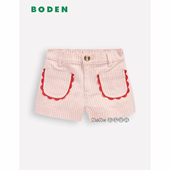 英国Mini Boden女童粉色条纹刺绣牛仔短裤 新款 代购 14岁G5822