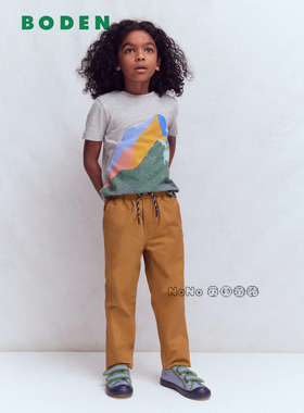 英国Mini Boden男童休闲卡其棕色长裤英伦弹力2-14岁新款B3211