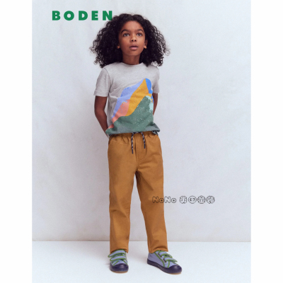 英国Mini Boden男童休闲卡其棕色长裤英伦弹力2-14岁新款B3211
