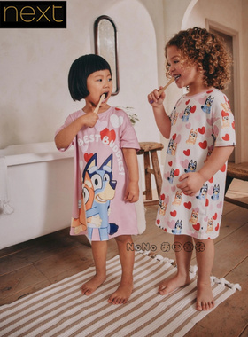 Next英国正品代购女童粉紫色布鲁伊短袖连衣裙睡家居AC2-525