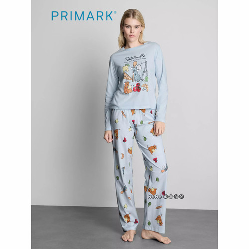 代购英国Primark女款成人大童料理鼠王全棉长袖家居服睡衣裤新款
