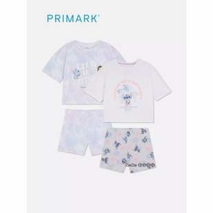 代购英国Primark儿童晕染史迪奇/仔STITCH纯棉短袖家居服睡衣短裤