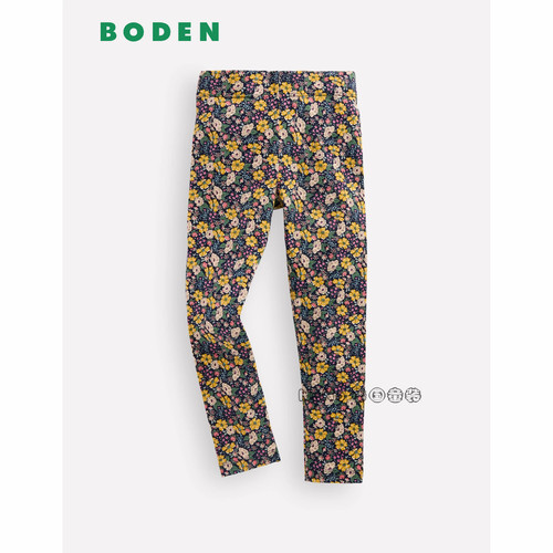 英国Mini Boden女童黄蓝色小碎花打底长裤全棉2-14岁新款G5517