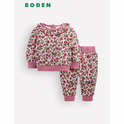英国MINI BODEN婴儿粉色小碎花卫衣长裤休闲套装0-3岁新款Y2816