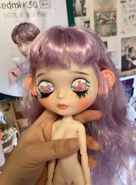 紫色大卷小嘟嘟嘴眼底加闪配小猪眼皮ob24身体B女 小布改娃定金