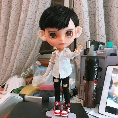 HobgobLin娃娃 小布 向日葵 白肌黑色男仔头皮 19 关节体娃 改娃