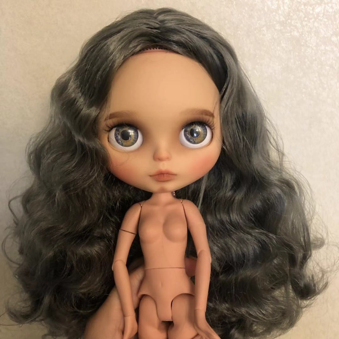 HobgobLin小布裸娃改娃拼娃,B女深灰色卷发中分娃改娃定制定金