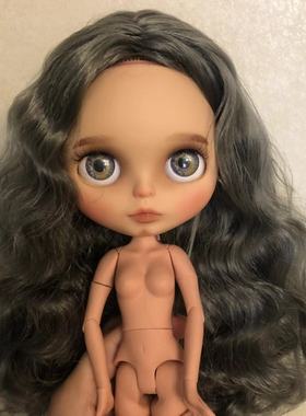 HobgobLin小布裸娃改娃拼娃,B女深灰色卷发中分娃改娃定制定金