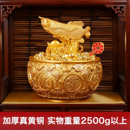 聚宝盆摆件招财聚财纯铜家用存钱罐客厅店铺开业礼品八方来财生财