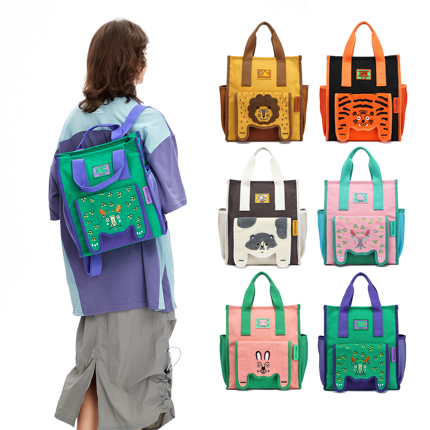 RUOYUSTUDIO原创设计大容量通勤旅行补习手提双肩帆布包