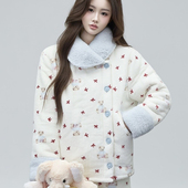 网红同款 家居服套装 冬季 睡衣女珊瑚绒加厚保暖少女可爱甜美风大码