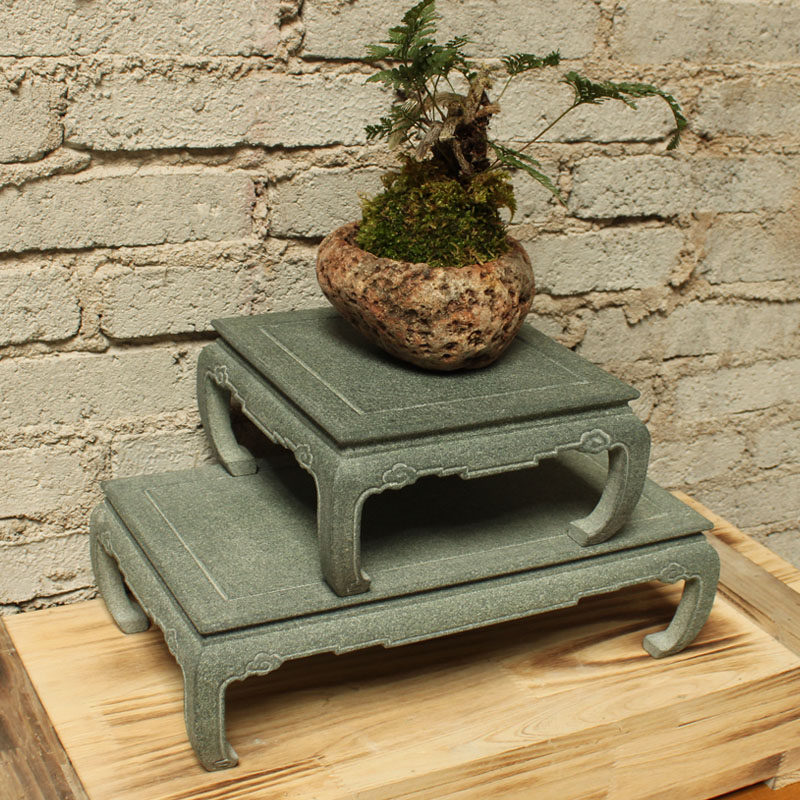 石雕底座青石台几桌面小摆件石头花架天然石材盆景垫复古工艺台座