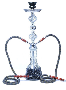 跨境货源供应水烟厂大号双管水烟装饰玻璃壶外贸货亚马逊hookah