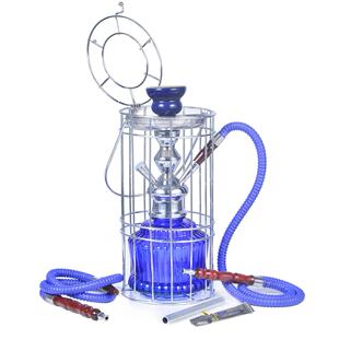 跨境货源外贸水烟壶双管玻璃铁笼烟壶hookah shisha 亚马逊