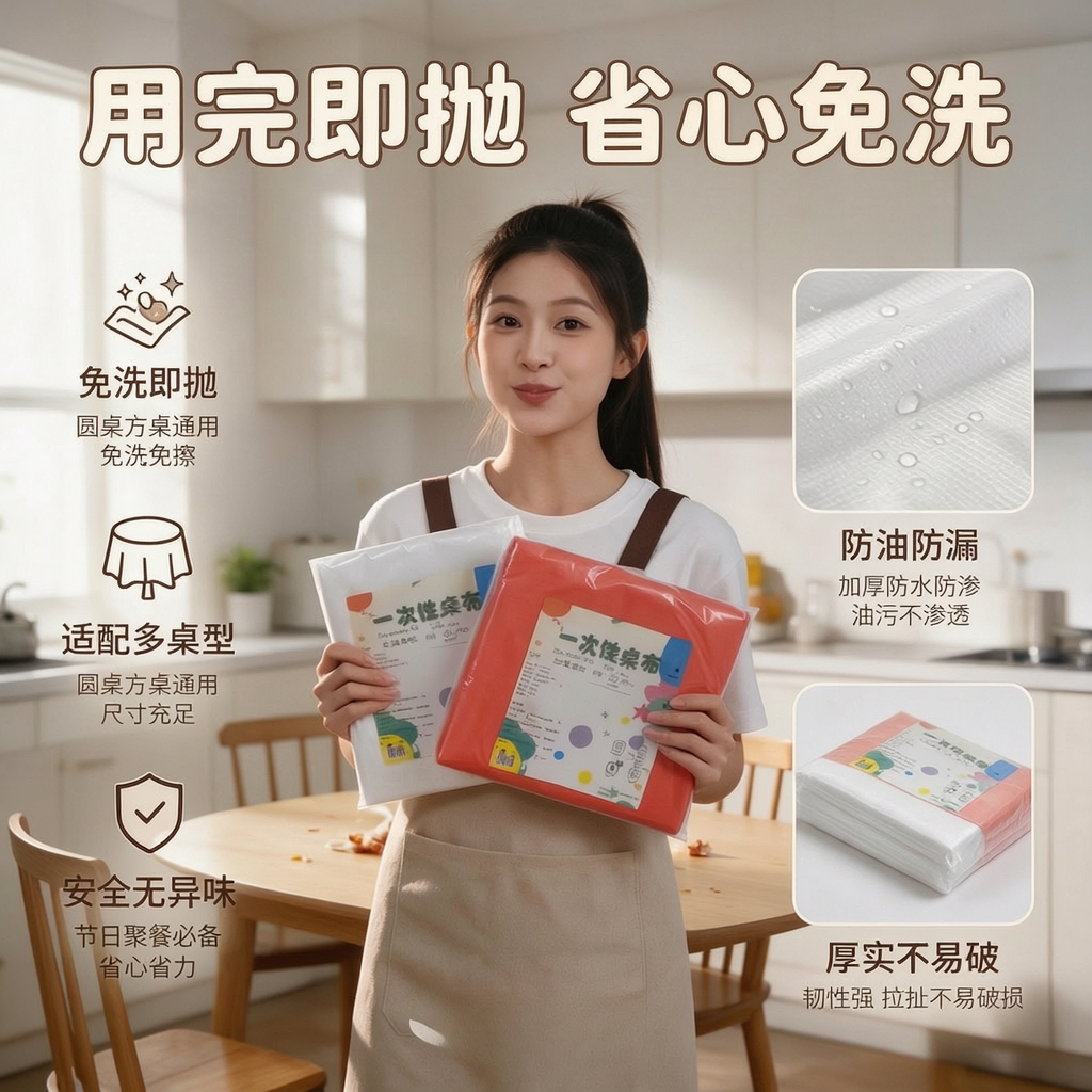 朵严加厚一次性桌布防水