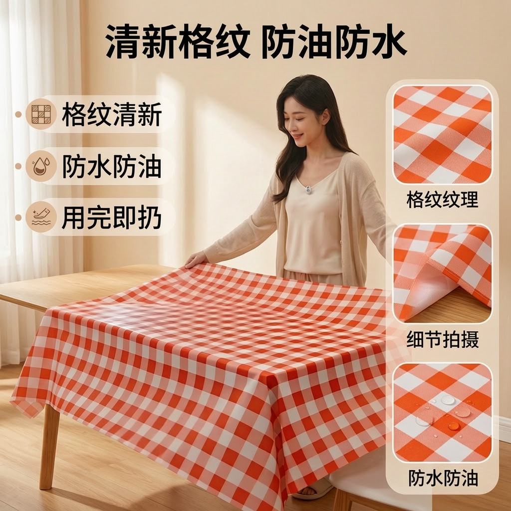 加厚防水防油餐桌布长方形圆桌一次性桌布餐厅酒店商用台布石头布