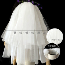 2019 new bride's pengpeng headdress multi-layer plain yarn super fluffy Xian Department lovely simple travel photography accessories