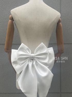 婚纱礼服配饰蝴蝶结多用装饰白色黑色超宽腰封多色可拆卸背部装饰