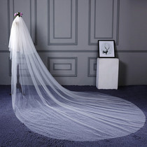 Double layer plain bride's head dress wedding dress 3M wide 3M long tailed super soft head dress Korean style simple combs