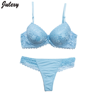 Julexy Solid Color Sexy Áo lót ren châu Âu và châu Mỹ Nữ Cám dỗ Thong Thin Cup CD Cup Bộ đồ lót đồ tắm biển