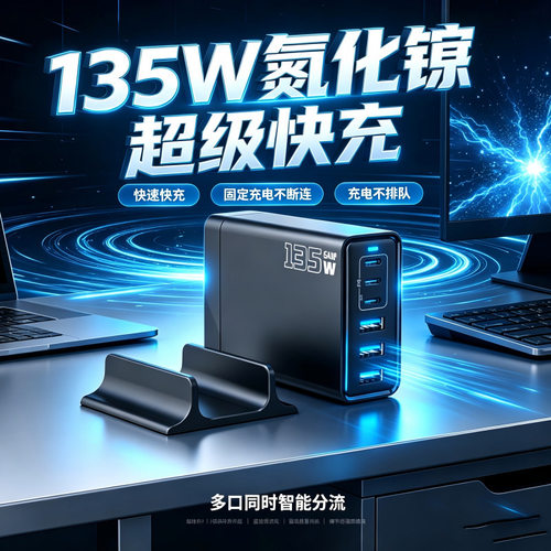 桌面救星135W氮化镓充电器PD快充