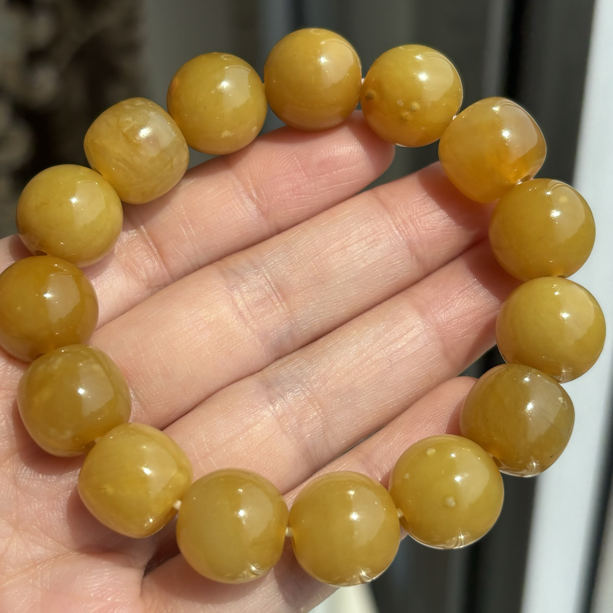 天然岫岩玉辽阳花玉红皮油脂料红糖色手链男女同款手串正品包邮