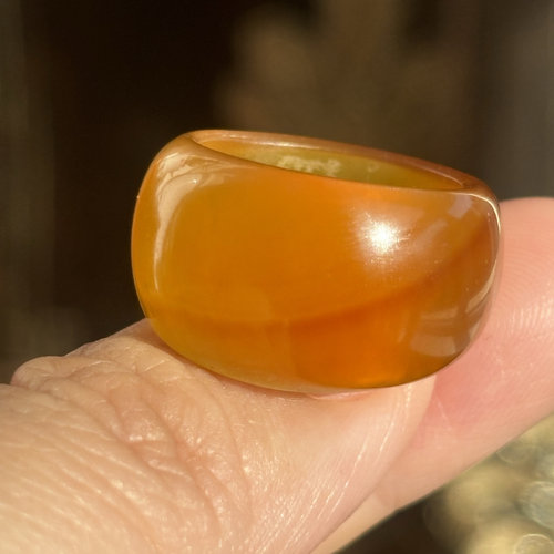 天然岫玉辽阳花玉精品红糖血管扳指17口径正品包邮保真