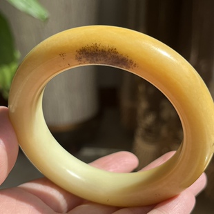 天然岫玉辽阳花玉鸡油黄草花手镯正品包邮保真