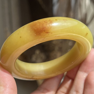 天然岫玉辽阳花玉飘粉金沙草花手镯53口径宽条厚壁子正品包邮