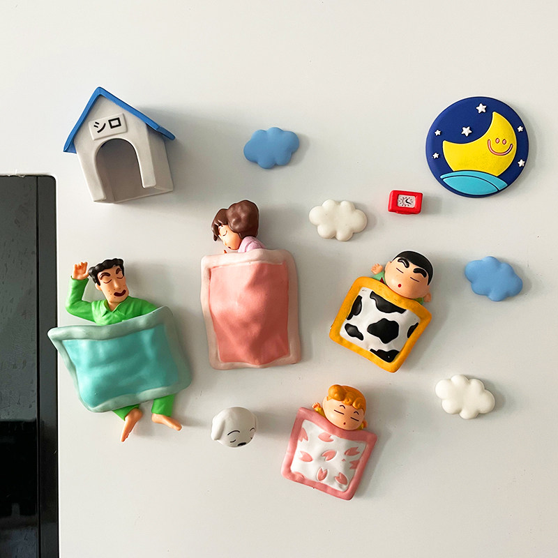 创意可盖被子小新冰箱贴 卡通蜡笔简约冰箱贴装饰贴磁铁留言贴饰