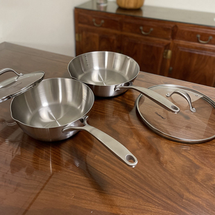 ChockMen 18/10不锈钢一体单柄雪平多用锅小炒 平底深煎煮锅24-28