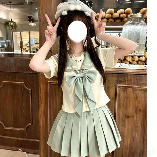 中大童薄荷小猫原创jk制服套装2026夏季jk服学院风搭配百褶短裙女