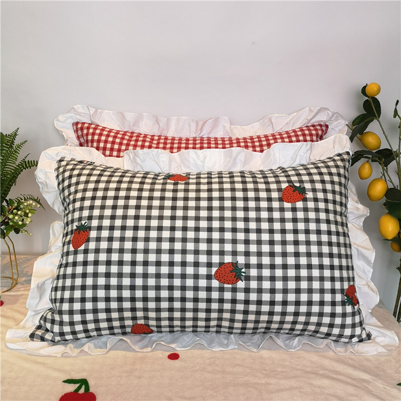 全棉花边枕套纯棉水洗棉枕头套单双人学生宿舍枕芯套子一对拍2