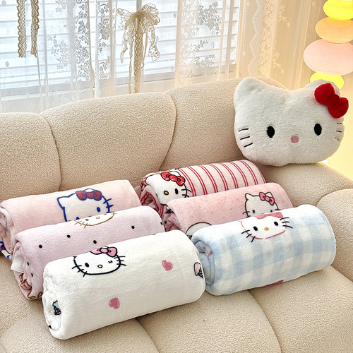 hello kitty卡通双面牛奶绒毛毯办公室午睡毯沙发毯空调毯子床单