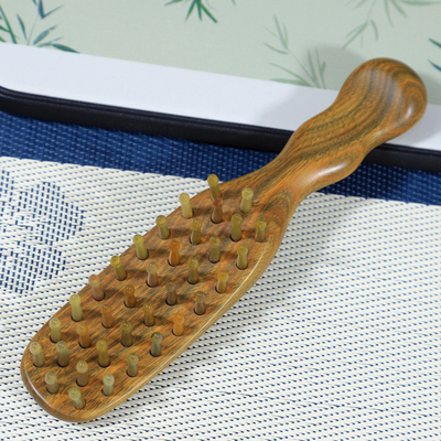 绿檀木羊角按摩梳子檀香木细木梳子檀木梳子美发梳家用梳子