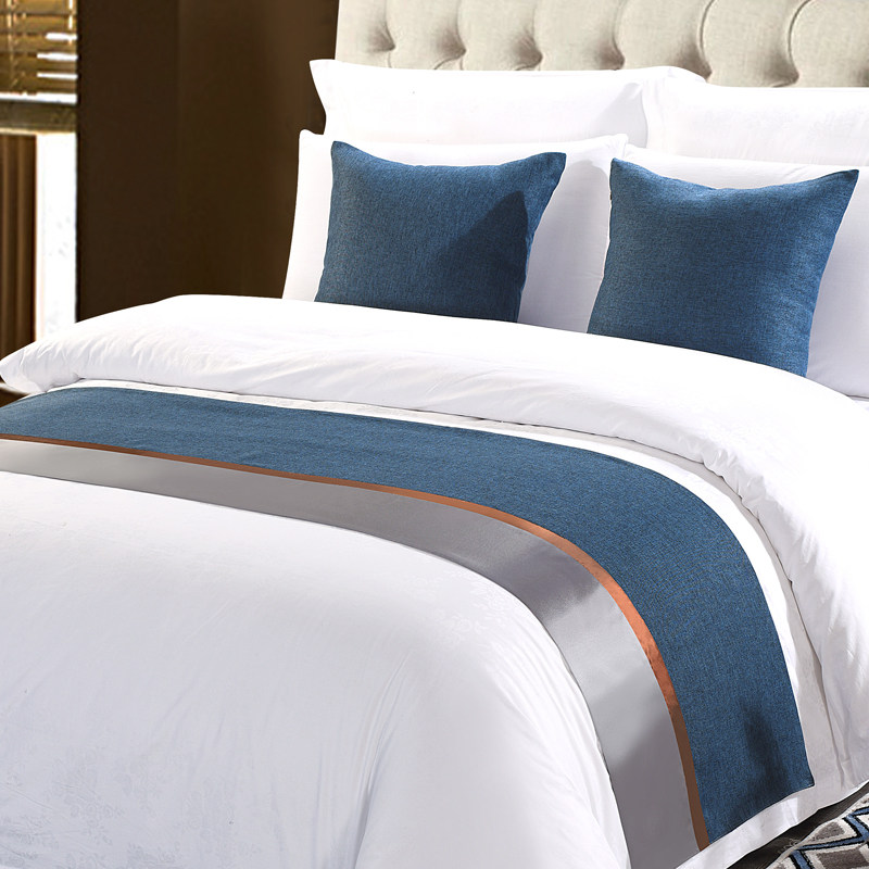 五星级酒店床上用品宾馆布草全套床品床尾巾棉麻床旗尾垫床罩床盖