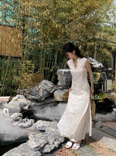 LE LIEBE 夏季 高端桑蚕丝套装 高级感新中式 无袖 仙气长裙 v领