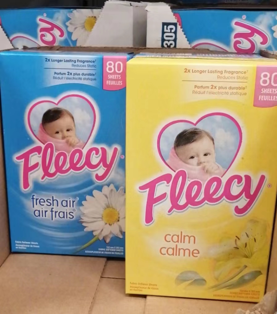 加拿大Fleecy烘干机柔顺纸香衣片 #92 柔顺剂 #92 防敏 #92 防静电 80片 虎窝淘