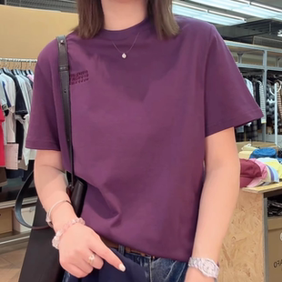 简约休闲百搭显瘦圆领上衣 新款 重工数字毛巾绣短袖 T恤女2026夏季